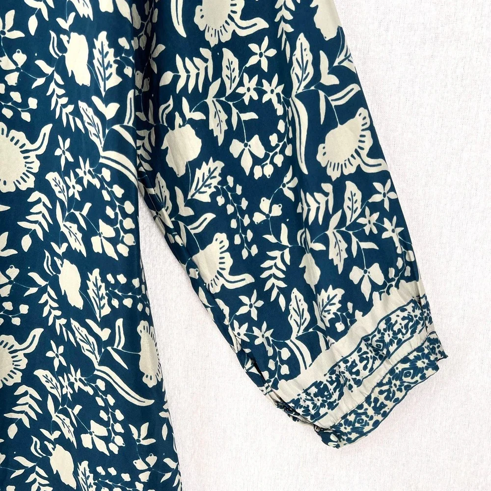 NATALIE MARTIN Fiore Short Dress Womens Small Pomegranate Blue Floral Print - Picture 10 of 16